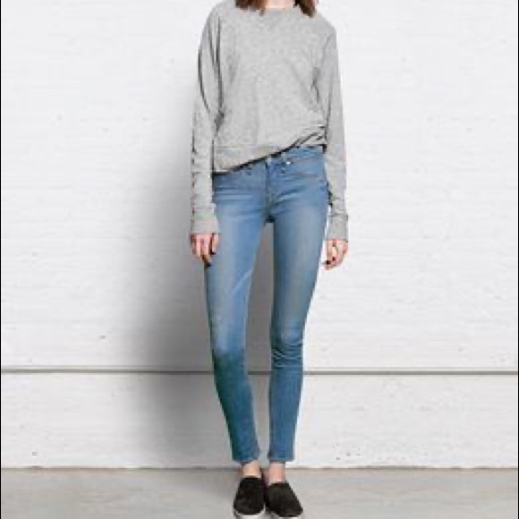 Rag & bone High Rise waisted Skinny Calvary Jeans Skye Blue color Sz 24 - Picture 2 of 14